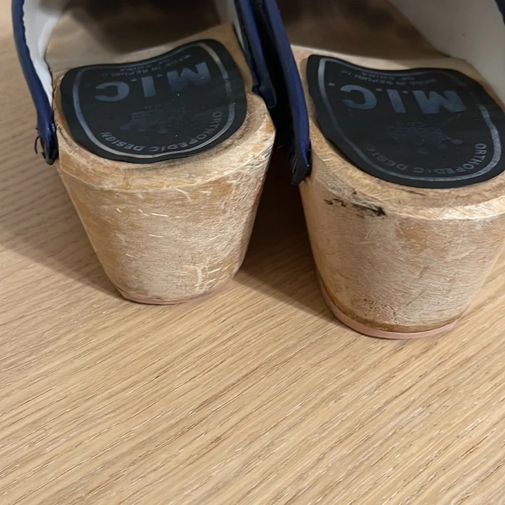 M.I.C. Vintage wooden Clogs Mules Orthopedic Design size 6 blue - Picture 13 of 17